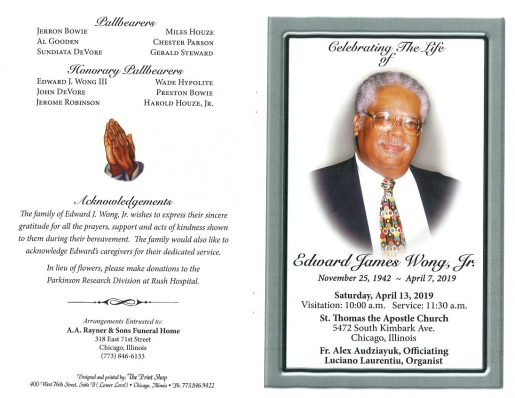 Edward James Wong Jr Obituary