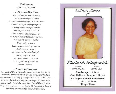 Gloria D Fitzpatrick Obituary