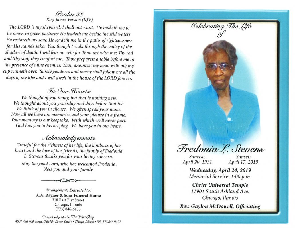Fredonia L Stevens Obituary