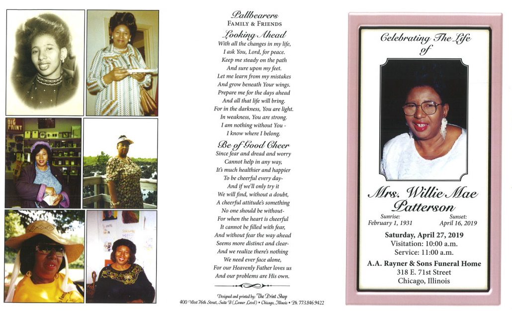 Mrs Willie Mae Patterson Obituary