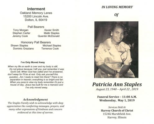 Patricia Ann Staples Obituary
