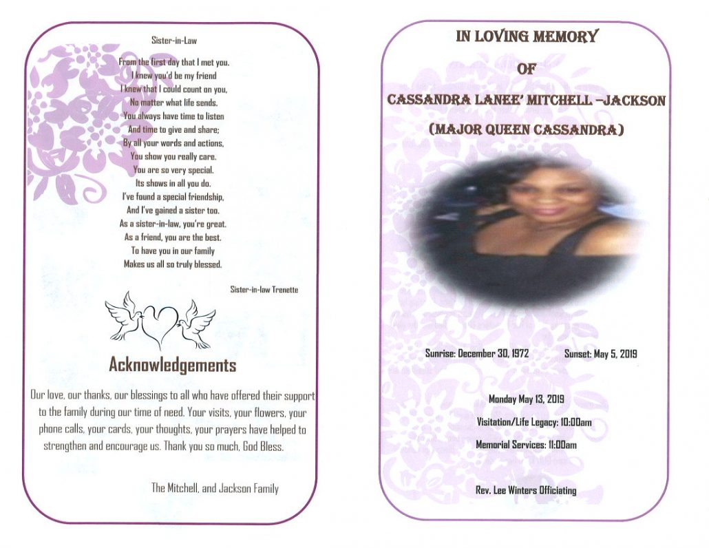 Cassandra Lanee Mitchell Jackson Obituary