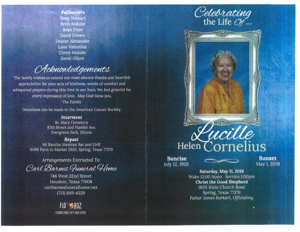 Lucille Helen Cornelius Obituary