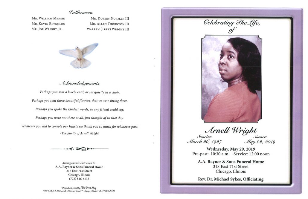 Arnell Wright Obituary