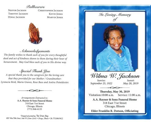 Wilma W Jackson Obituary