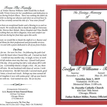 Evelyn Williams Tabb Obituary | AA Rayner and Sons Funeral Homes