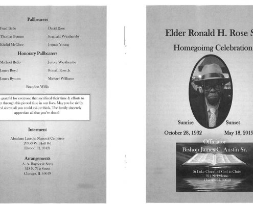 Elder Ronald H rose Sr Obituary
