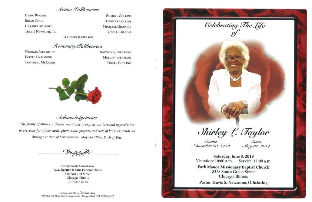 Shirley L Taylor Obituary