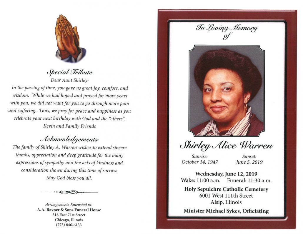Shirley Alice Warren Obituary