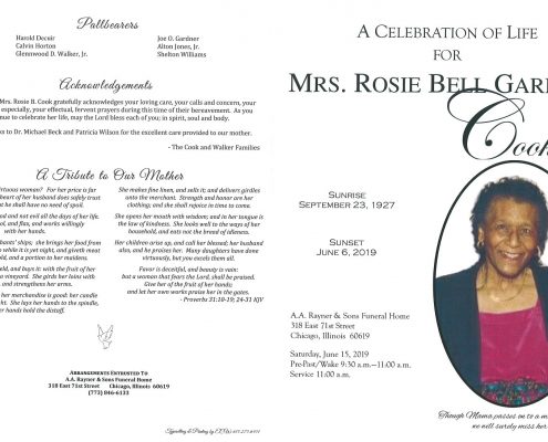 Mrs Rosie Bell Gardner Cook Obituary