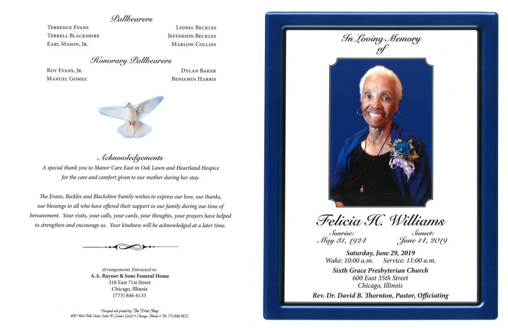 Felicia Williams Obituary