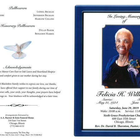 Felicia Williams Obituary | AA Rayner and Sons Funeral Homes