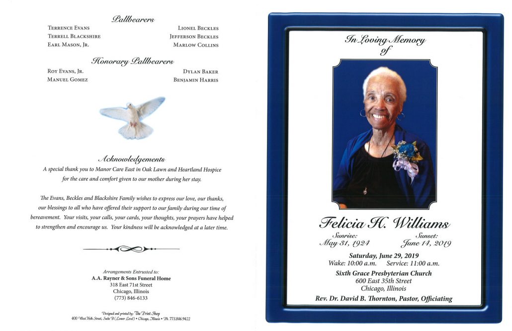 Felicia H Williams Obituary