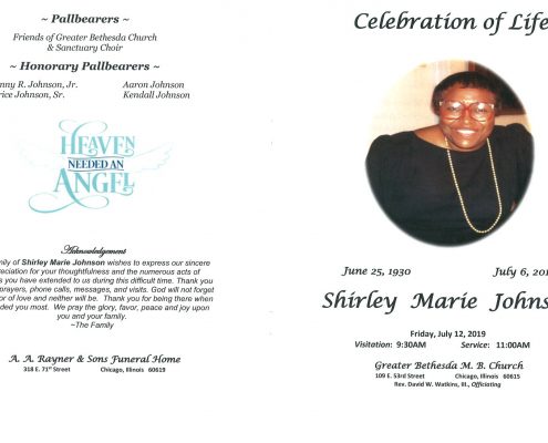 Shirley Marie Johnson Obituary