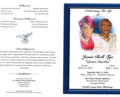 Janie Bell Tye Obituary