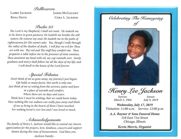 Henry Lee Jackson Obituary | AA Rayner and Sons Funeral Homes