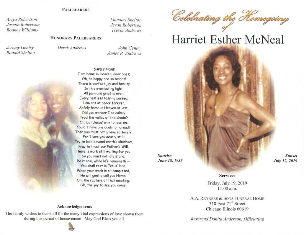 Harriet Esther McNeal Obituary