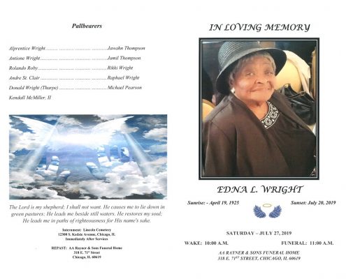 Edna L Wright Obituary