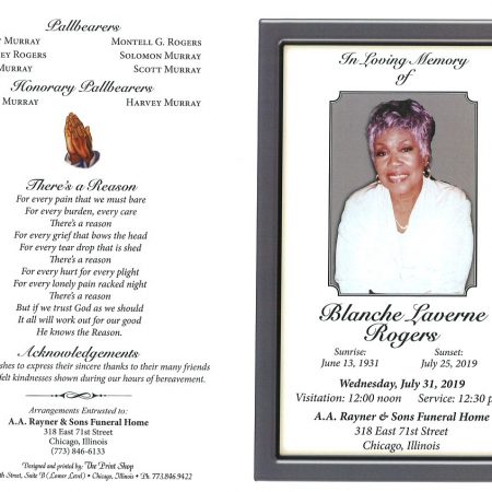 Blanche L Rogers Obituary | AA Rayner and Sons Funeral Homes