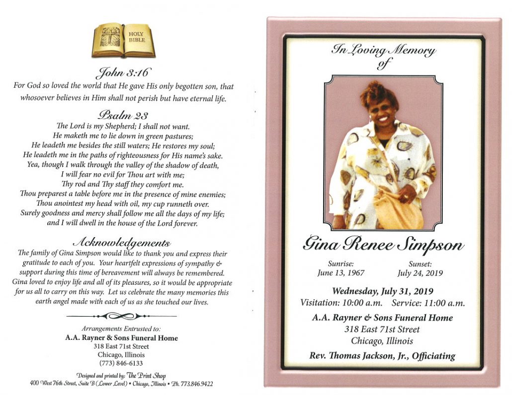 Gina R Simpson Obituary