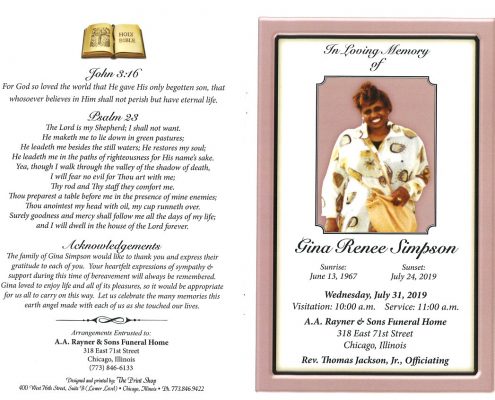 Gina R Simpson Obituary