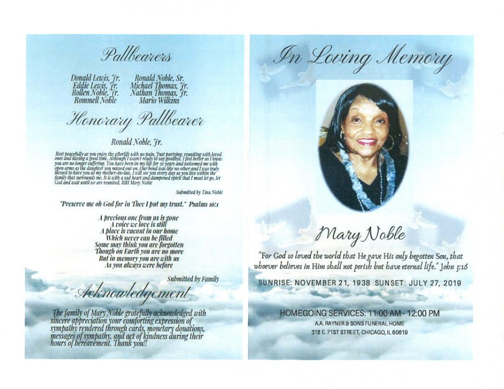 Mary Noble Obituary