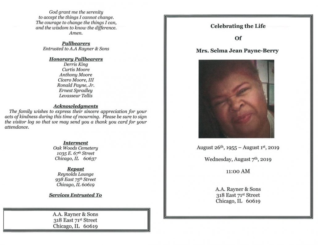 Selma J Payne Berry Obituary