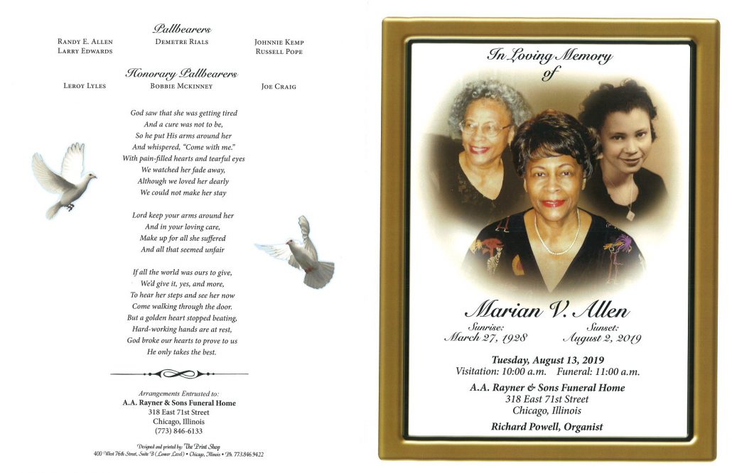 Marian V Allen Obituary