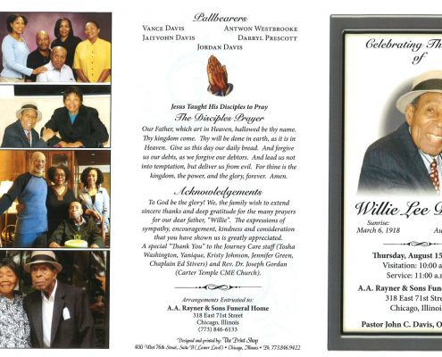 Willie L Davis Obituary