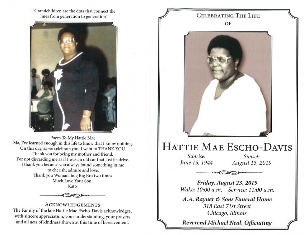 Hattie Mae Escho-davis Obituary