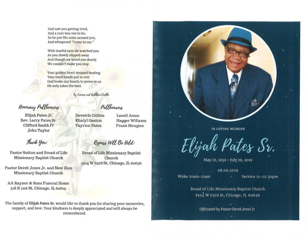 Elijah Pates Sr Obituary