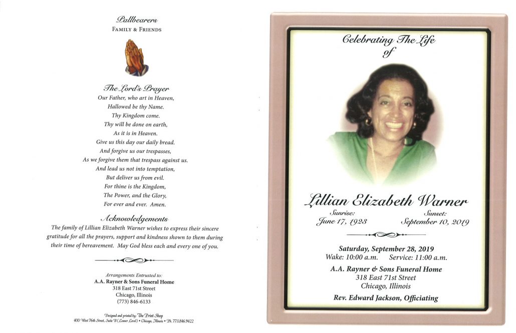 Lillian E Warner Obituary