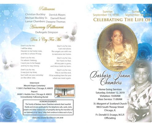 Barbara J Chambers Obituary