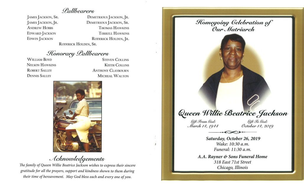Queen W B Jackson Obituary