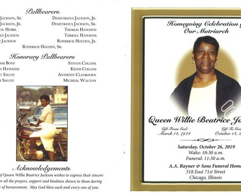 Queen W B Jackson Obituary