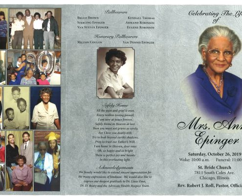 Mrs Annie Epinger Obituary