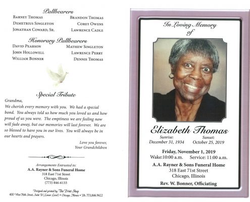 Elizabeth Thomas Obituary