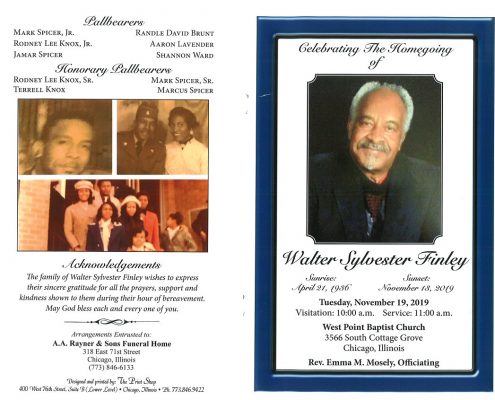 Walter S Finley Obituary
