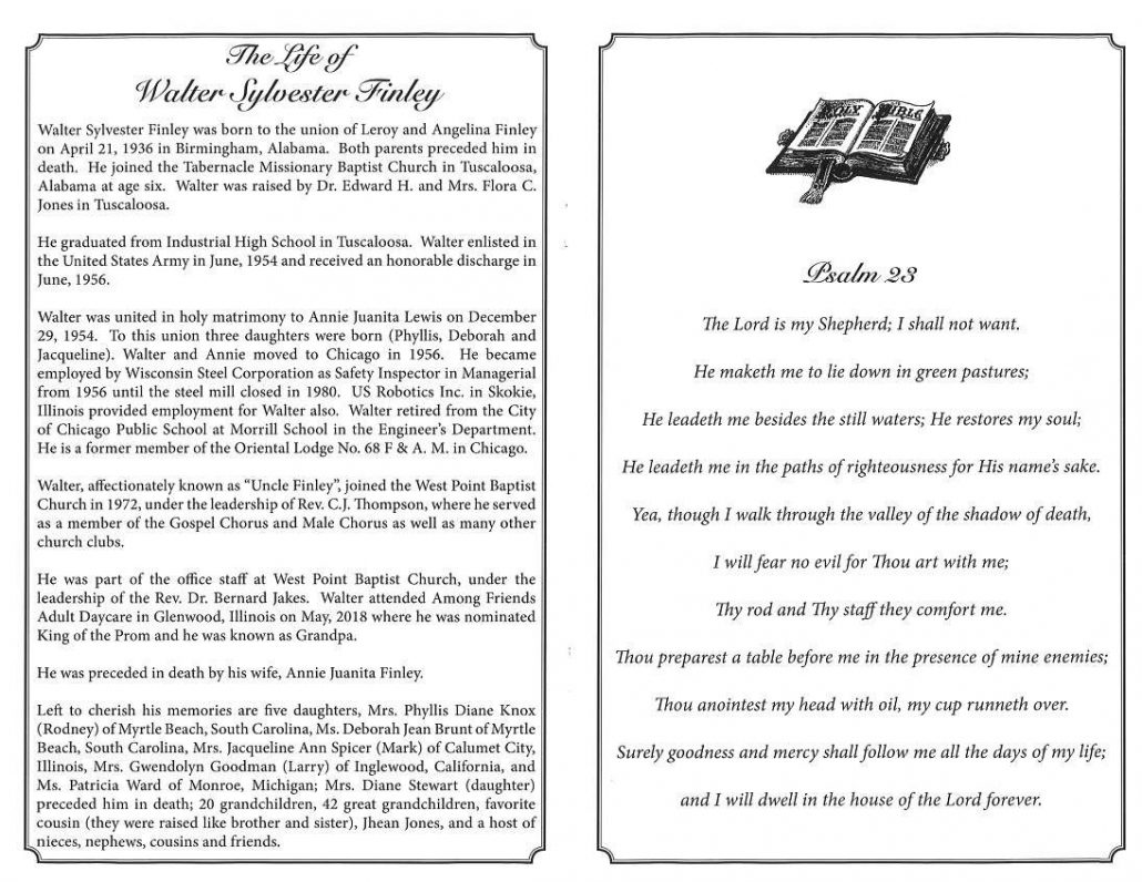 Walter S Finley Obituary AA Rayner and Sons Funeral Homes