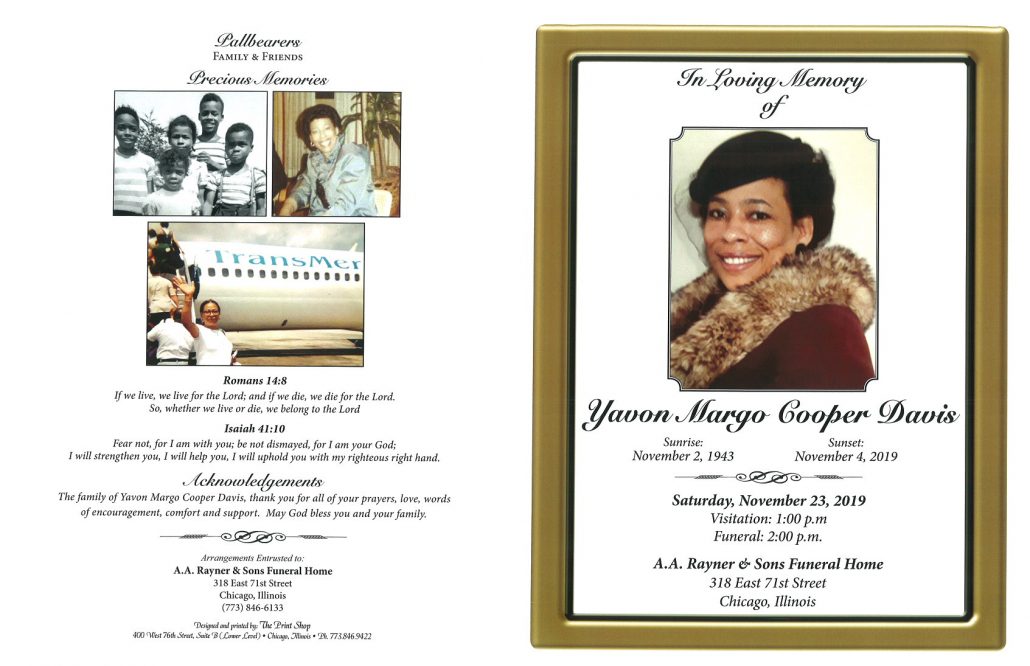 Yavon Margo Cooper Davis Obituary
