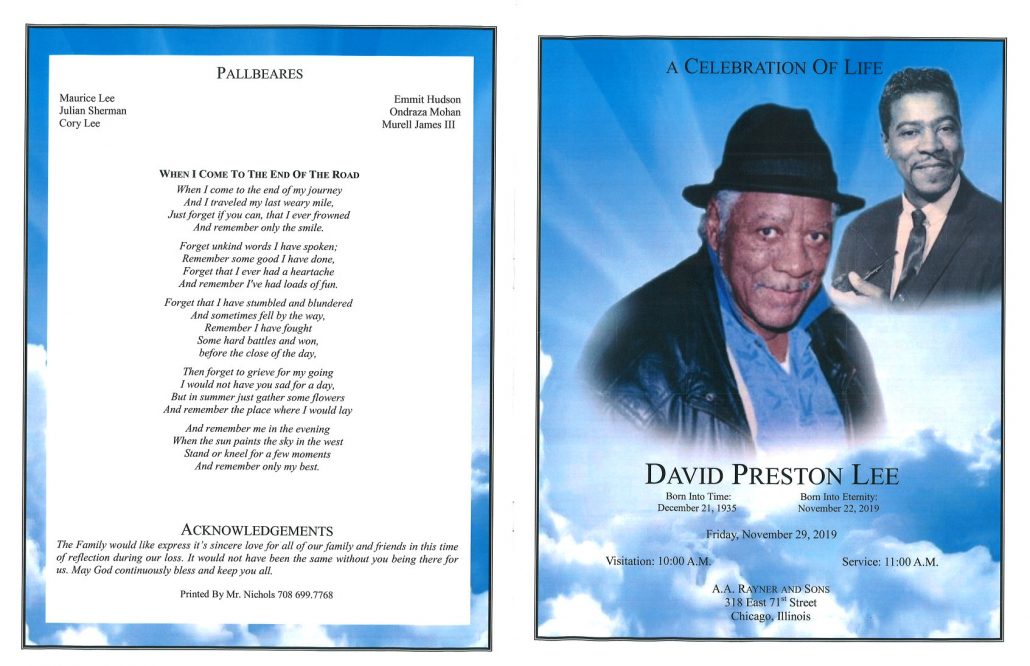 David Preston Lee Obituary