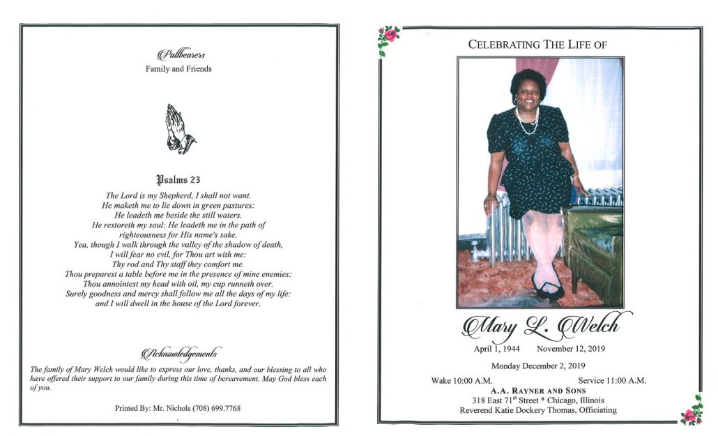 Mary L Welch Obituary