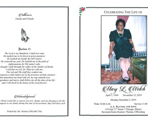 Mary L Welch Obituary