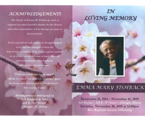 Emma M Fishback Obituary