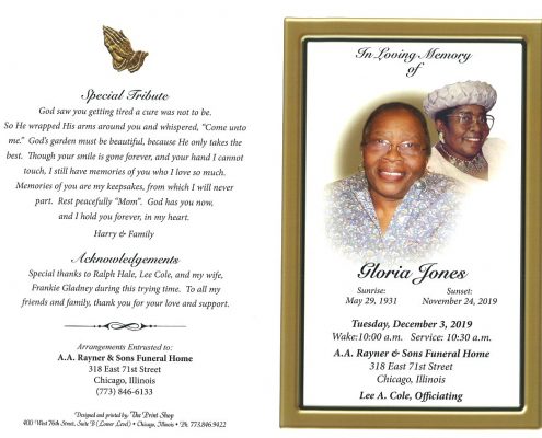 Gloria Jones Obituary