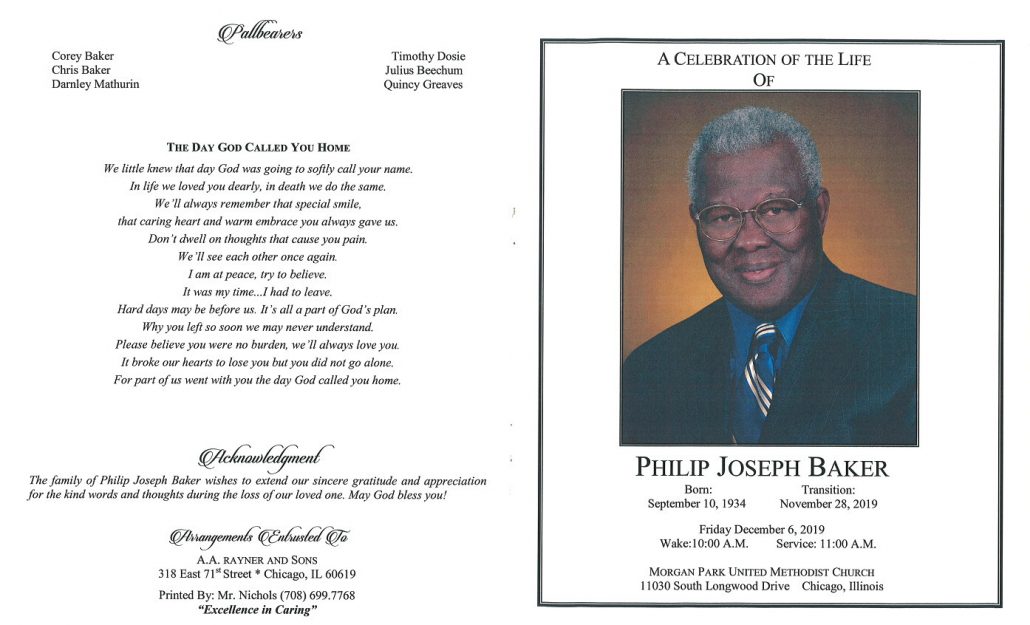 Philip J Baker Obituary