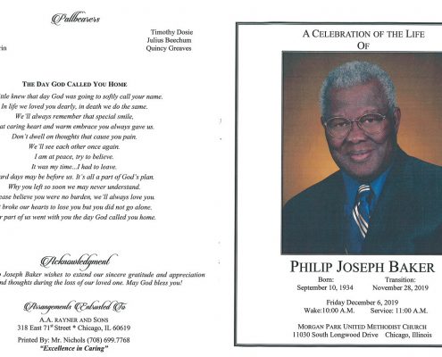 Philip J Baker Obituary