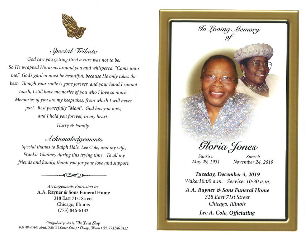 Gloria Jones Obituary