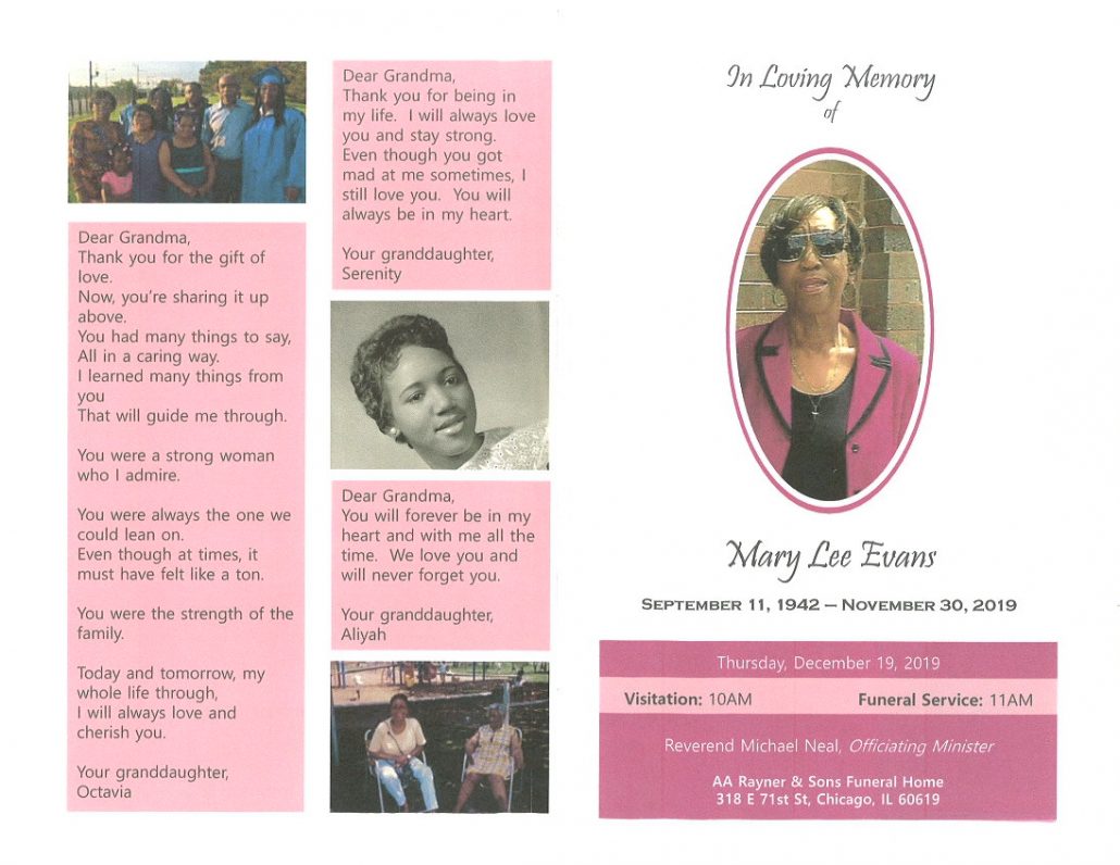 Mary Lee Evans Obituary