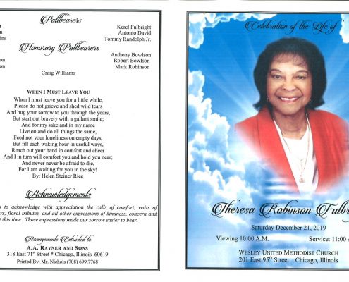 Theresa R Fulbright Obituary